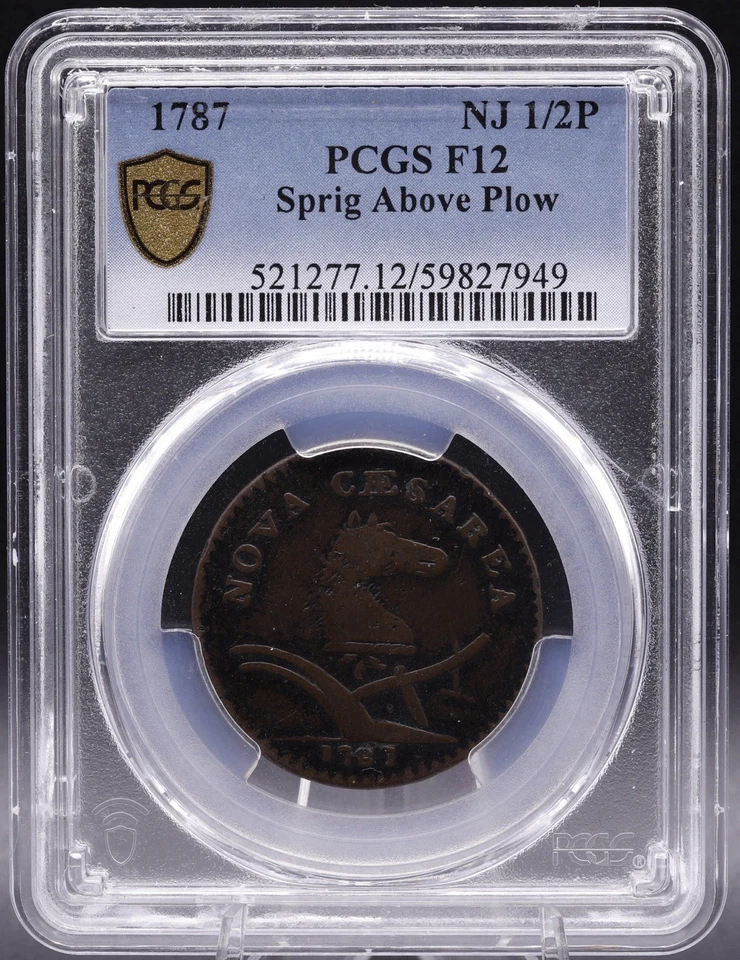 1787 M 63-s R-2 NGC VF 25 Sprig Above Plow New Jersey Colonial Copper Coin - Image 3 of 4