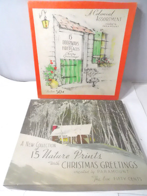 2 Vintage 1950's Christmas Card Boxes by Paramount-Empty Boxes No Cards