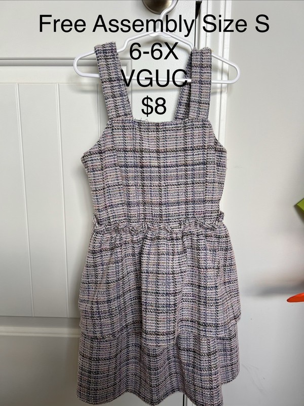 Free Assembly Girls Size S 6-6X Tiered Plaid Dress