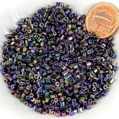 2 Cut Beads size 8/0 Purple Iris Preciosa Ornela Czech Glass Beads 30grams