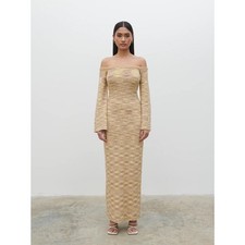 NEW Pretty Lavish Joanna Bardot Off Shoulder Knit Midi Maxi Bodycon Dress Size M