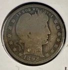 1892 Barber Quarter, 25 Cents, F, Silver, Full Rims, USA, No mint