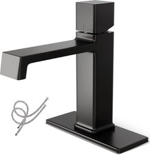 Modern Bathroom Faucet 7.4" Matte Black Luxury Vessel Sink Faucet 1 or 3 Hole