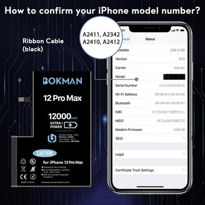 For iPhone 12 Pro Max Battery Replacement High Capacity 12000mAh
