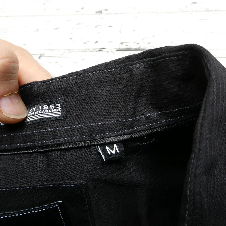 Camisa 7 Diamantes Para Hombre Mediana Negra Manga Larga Abotonada Puntada en Contraste Western Foto 4 de 4