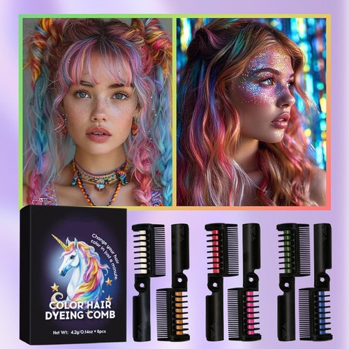 6 Colors Hair Chalk Comb Safe Temporary Washable For Girls Kids Party Cosplay - Picture 11 of 14