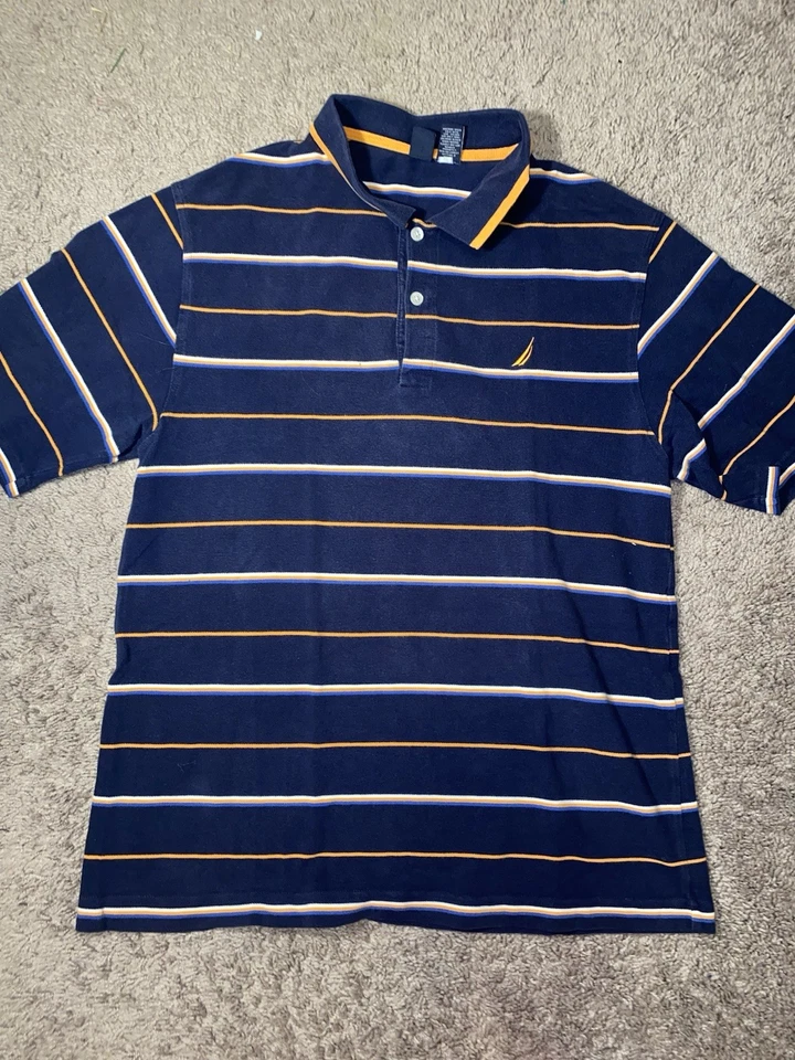 Nautica Childrens Size XL Cotton Polo Navy Striped School Dress Church Shirt - Image 2 of 4