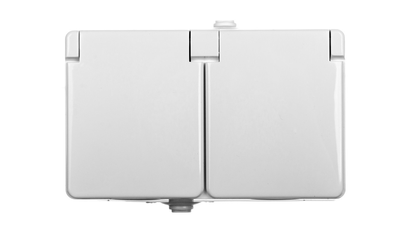 TROL Airtight Double Socket with/u IP44 Flip White 100436
