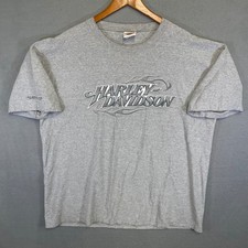 Harley-Davidson Graphic T Shirt Mens 2XL Gray Vintage Flame Logo Made in USA