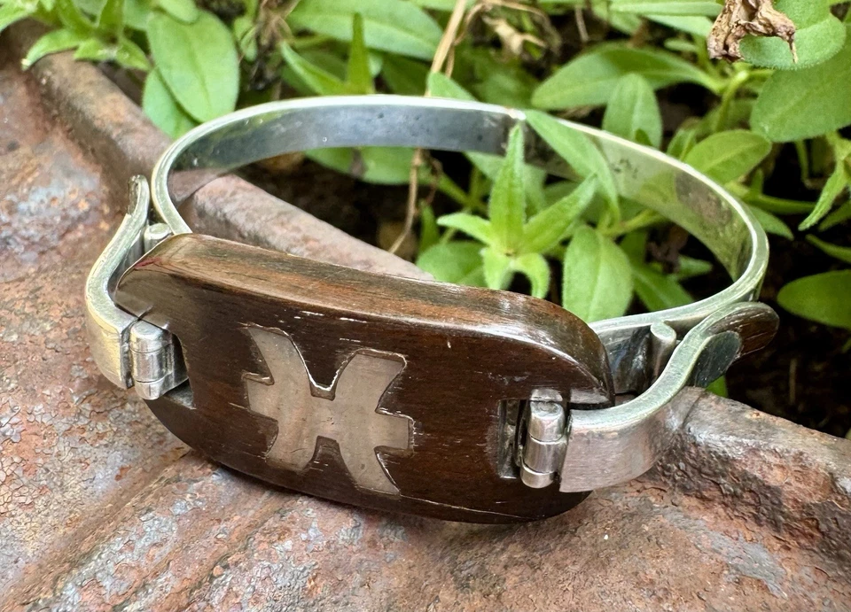 Браслет из чистого серебра и дерева 1970-е GUCCI Италия - Изображение 2 из 4