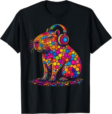 Funny Capybara Dots Art Animal Lovers Students Boys Girls T-Shirt