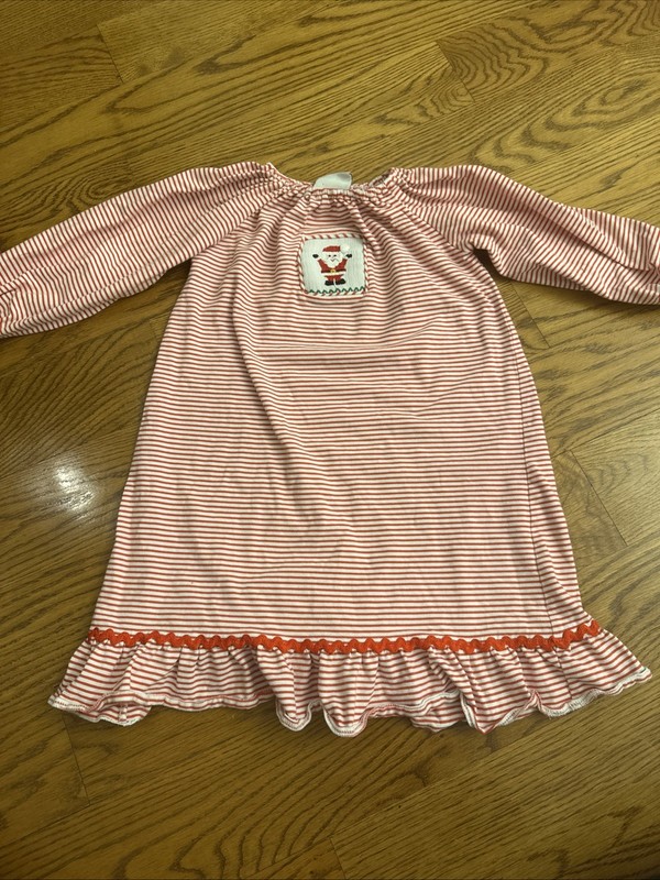 Smocked auctions  SZ 4 Christmas Smocked Embroidered Santa Dress 4T Girls