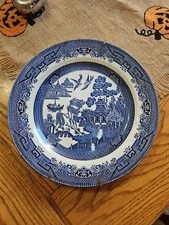 Vintage Blue WILLOW Dinner Plate Churchill Made in England 1980s English China