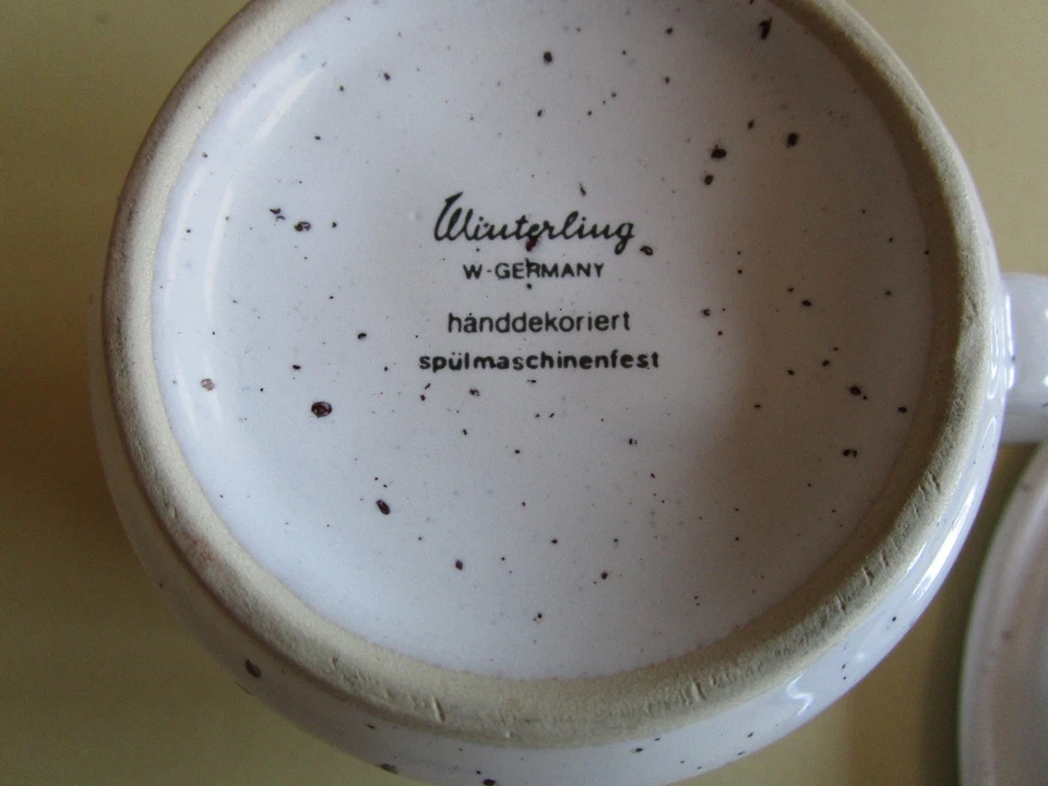 3 Kaffeetassen mit Unterteller Winterling, spülmaschinenfest, handdekoriert - Bild 2 von 2