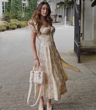 House Of CB Dress Size XS Talullah Corset Bustier Sundress Midi Yellow Floral