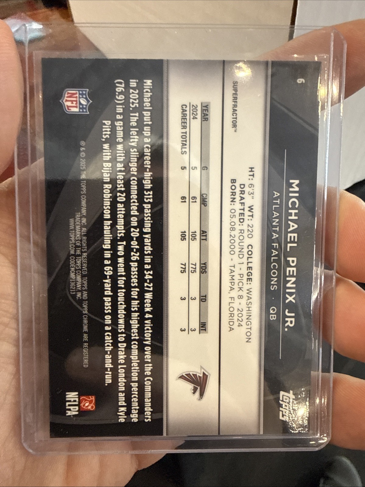 2025 Topps Chrome Black - Michael Penix Jr.  Superfractor 1/1 view 2
