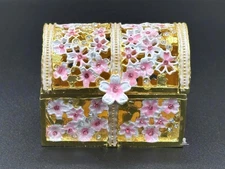 Decorative Floral Gold-tone Trinket Box