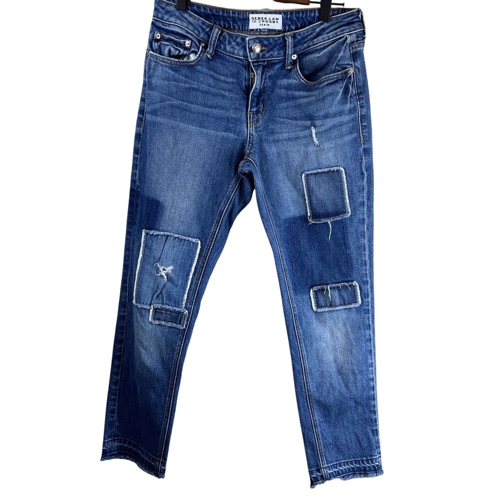 Derek Lam Jeans 27 Girlfriend Patchwork Frayed He… - image 1