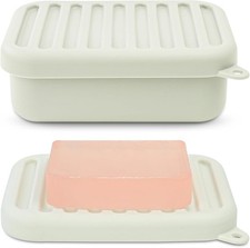Superior Leak-Proof Silicone Travel Soap Case W/ Drainage Lid/Layer Compact Bar