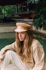 BNWT Lack Of Color Biker Hat Tan Leather Large 59cm RRP $139