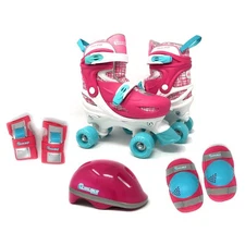 Chicago Skates Deluxe Kids' Quad Roller Skate Combo Set - Pink/White (M)