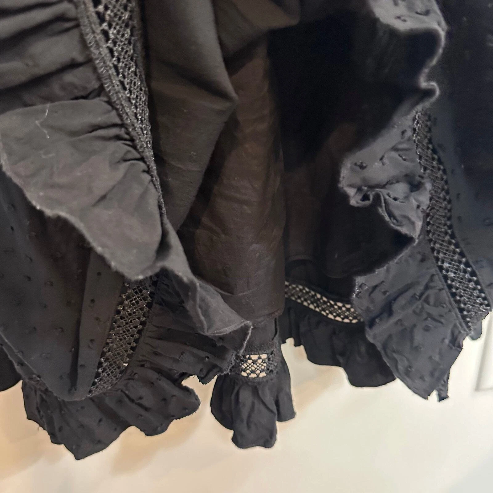 Abito senza maniche Kate Spade Broome Street Swiss Dot midi con volant a strati XS