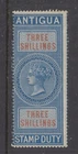 ANTIGUA  1870 3/- Blue STAMP DUTY Revenue - LHM