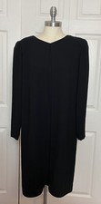 Vintage Liz Claiborne Size 6 Black Dress Front Overlay Long Sleeves Lined