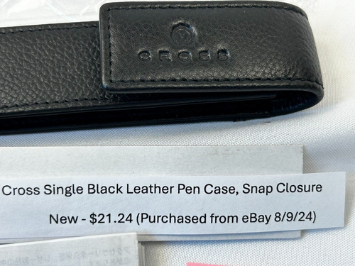Cross Black Leather Pen Pouch Case Single Flip Top Pen Pouch  Secure Snap NEW 17 - Picture 2 of 4