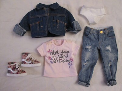 Let Your Light Shine Sara Ruby Red Fashion Friends 14'' Doll Outfit Denim Jacket