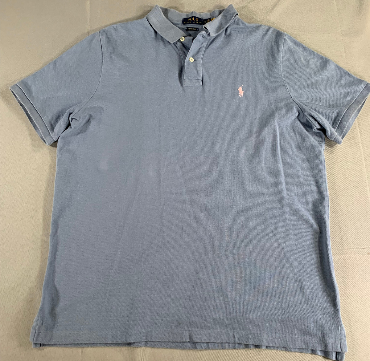Polo Ralph Lauren XL blu polo vestibilità classica rosa logo pony maglietta uomo cotone