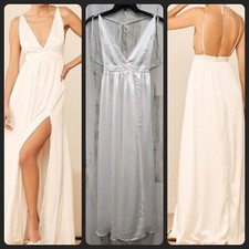 LULUS This is Real Love White Satin Maxi Dress Gorgeous Style Size XS NWOT 