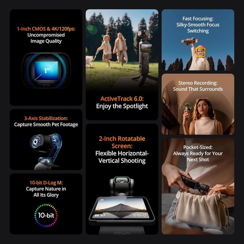 DJI Osmo Pocket 3 Creator Combo 3-Axis Gimbal Camera 1'' CMOS & 4K/120fps - Picture 6 of 7