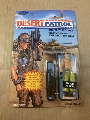 Vintage 90s Mint On Card Clear Bubble Desert Patrol Major Oil Spill HTF Remco 
