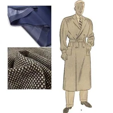 1930s Pattern, Men's Trench Coat - Chest=36” (91.4cm)