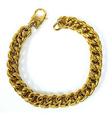 NEW ENGLISH LAUNDRY GOLD TONE STAINLESS STEEL CUBAN THICK CHAIN BOX BRACELET