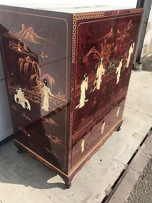 Buy Red Lacquer Chinese/ Oriental Cabinet