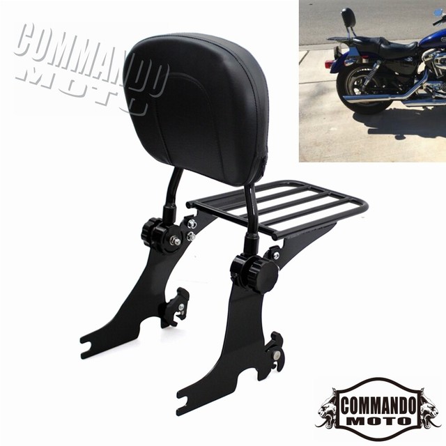Detachable Backrest Sissy Bar Luggage Rack combo For Harley Sportster XL 94Up eBay
