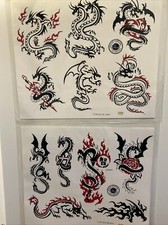 2 Sheets Adam Kaplan Tattoo Flash Wall Art P.Mafuz Artist 2000 Dragon Red Black