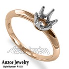 handmade Six-Prong Knife Edge Ring Mounting Solid 14k Two-Tone Gold #R 1523 — photo 1