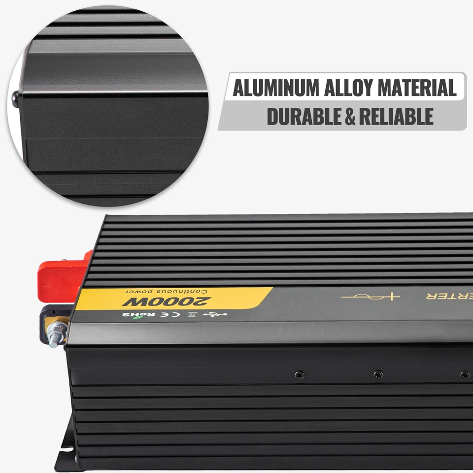 VEVOR Inversor de Corriente Onda Sinusoidal Pura 2.000 W Convertidor 12 V 240 V - Imagen 2 de 4