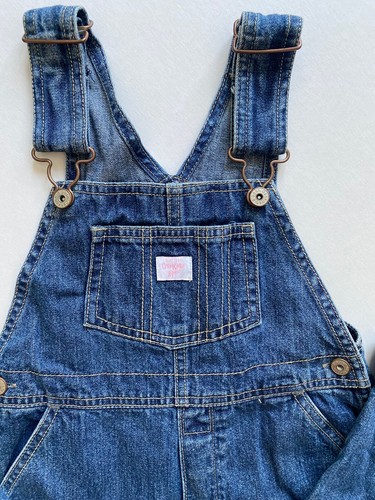 Vintage OSHKOSH carpenter-style DUNGAREES OVERALLS denim - size 6 girls - Picture 2 of 13