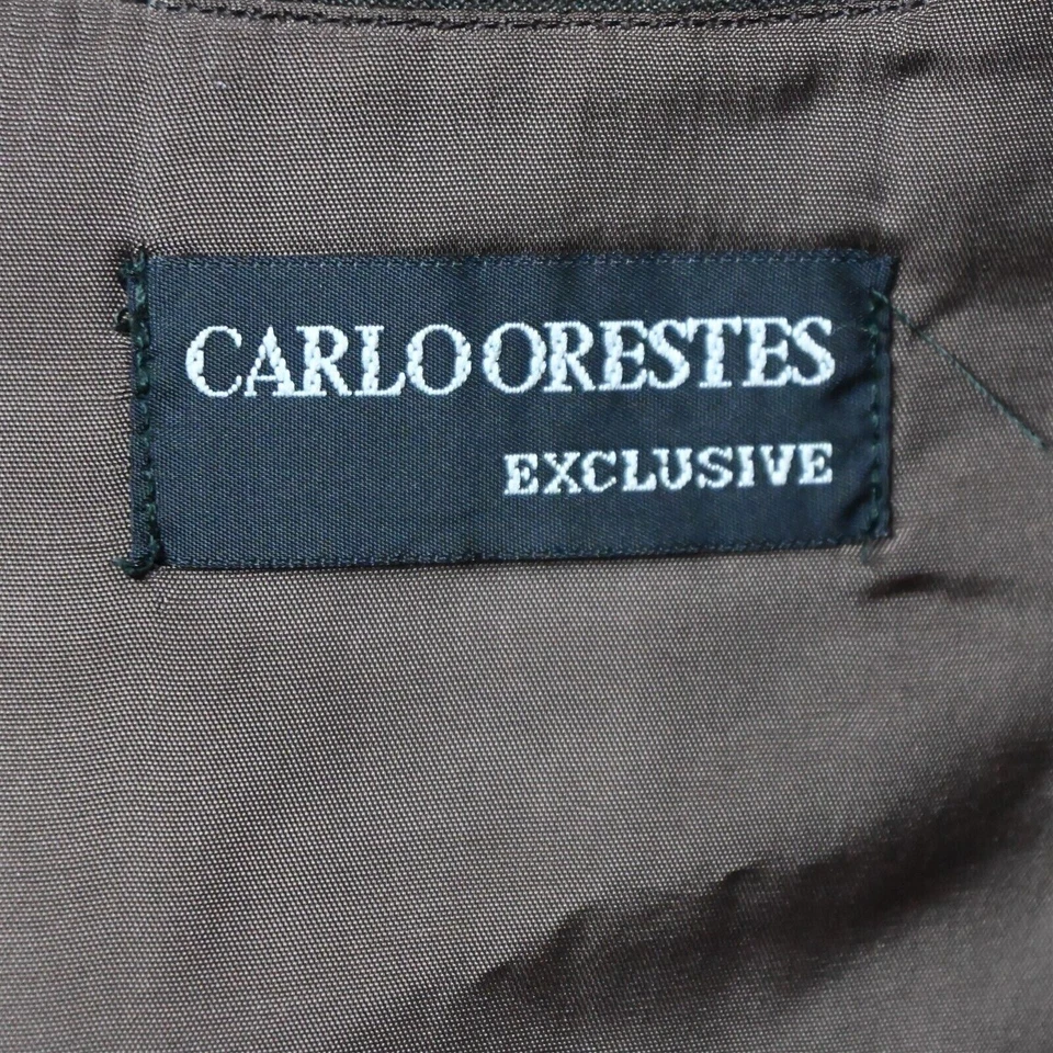 Vtg Carlo Orestes 48L 40x36 Brown Double Breasted Mens Coat Jacket Pants Suit - Image 4 of 4