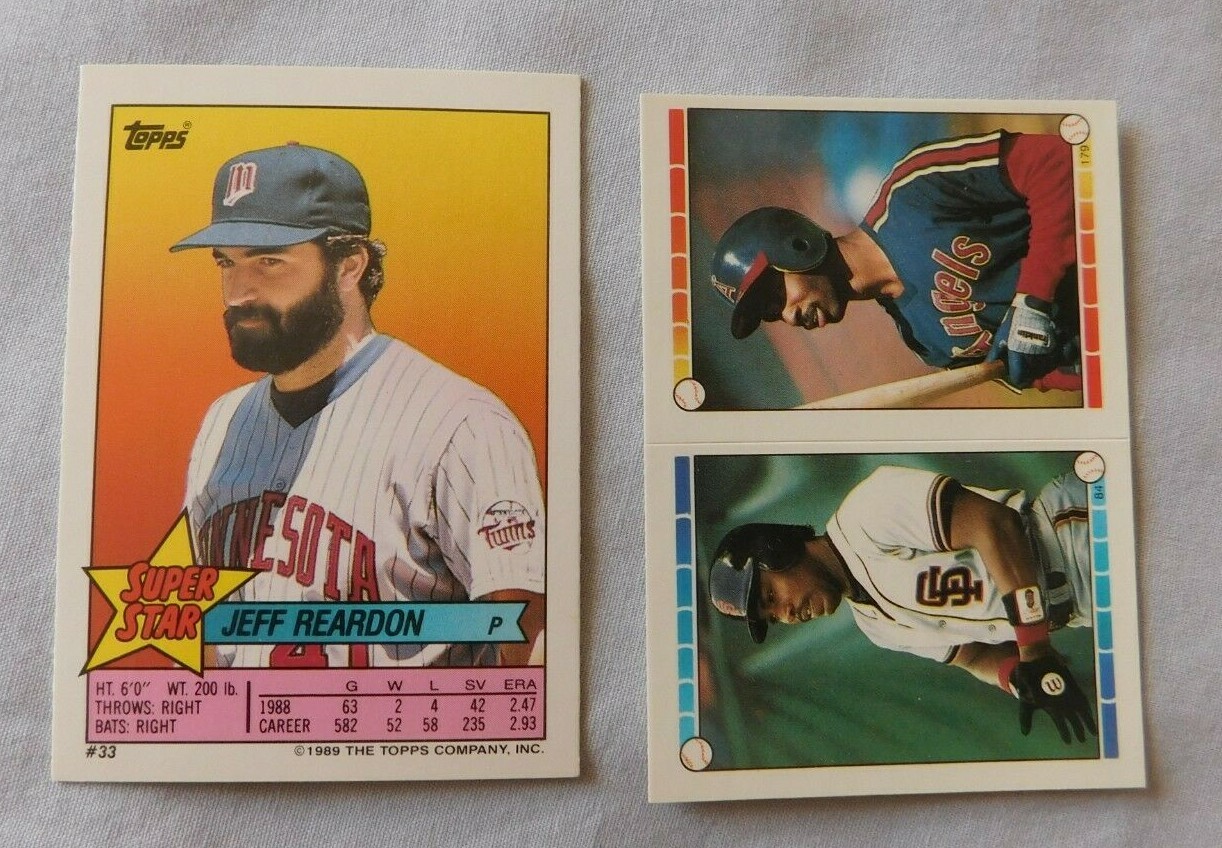 1989 Topps Super Star Sticker #33 Jeff Reardon - #84 #179 sticker back