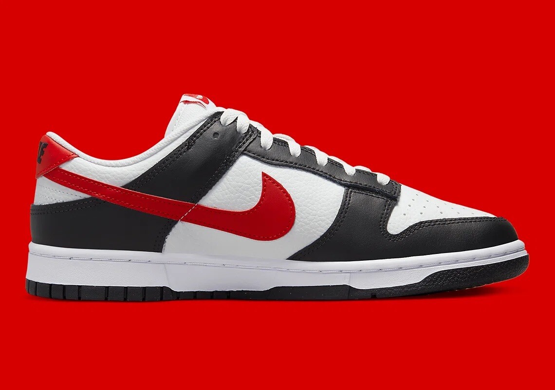 Nike Dunk Low Retro Red Swoosh Panda Black White Shoes FB3354-001  Menu0026#039;s Sizes | eBay