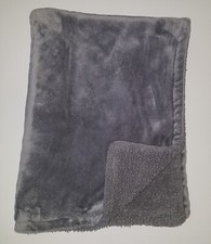 Solid Gray Baby Blanket Lovey Fleece Sherpa Charcoal SOFT 30" x 40"