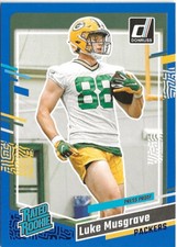 2023 Panini Donruss Luke Musgrave Blue SP RC Green Bay Packers
