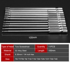 11pcs 100mm S2 Steel Hex Torx Head Screwdriver Set Bits Screw Driver Magnetic