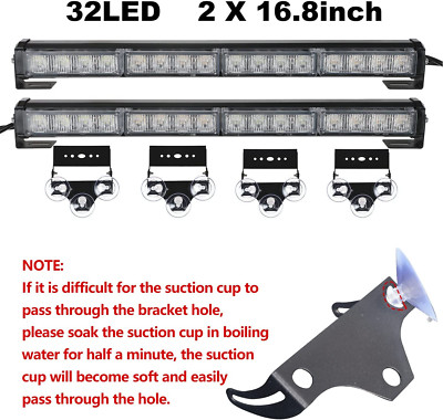 SUPER BRIGHT Emergency Hazard Safety Flash 32 LED Strobe Lights Bar 2 x 16.8''