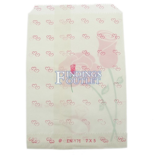 Pink Silver & Gold Rose Paper Gift Bags Jewelry Merchandise Shopping 5x7 100 Pcs - Picture 14 of 16
